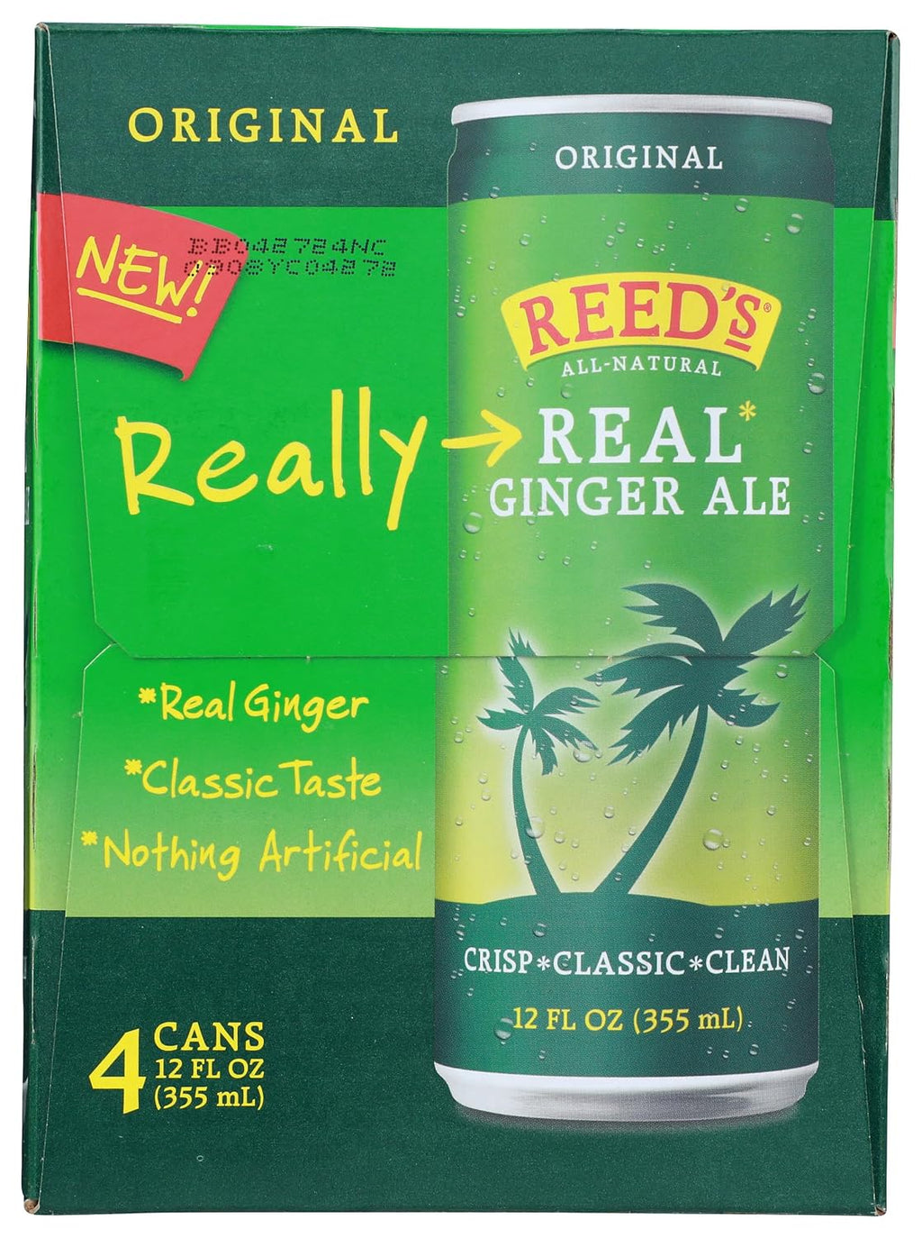 Reeds Ginger Brew, Soda Real Ginger Ale, 12 Fl Oz, 4 Pack