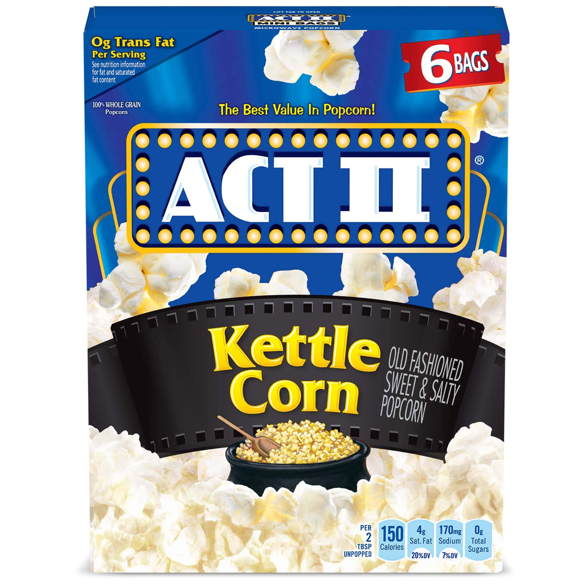 Act II Movie Theater Butter Microwave Popcorn, 2.75 oz., 6-Count Bags (Pack of 6)
