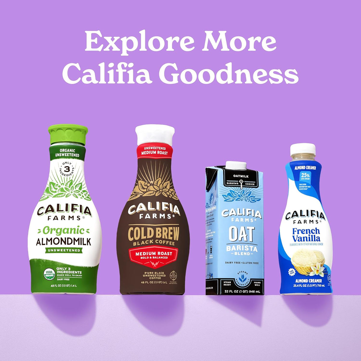 Califia Farms - Oat Barista Blend Oat Milk, 32 Oz (Pack of 6), Shelf Stable, Dairy Free, Plant Based, Vegan, Gluten Free, Non GMO, High Calcium, Milk Frother, Creamer, Oatmilk