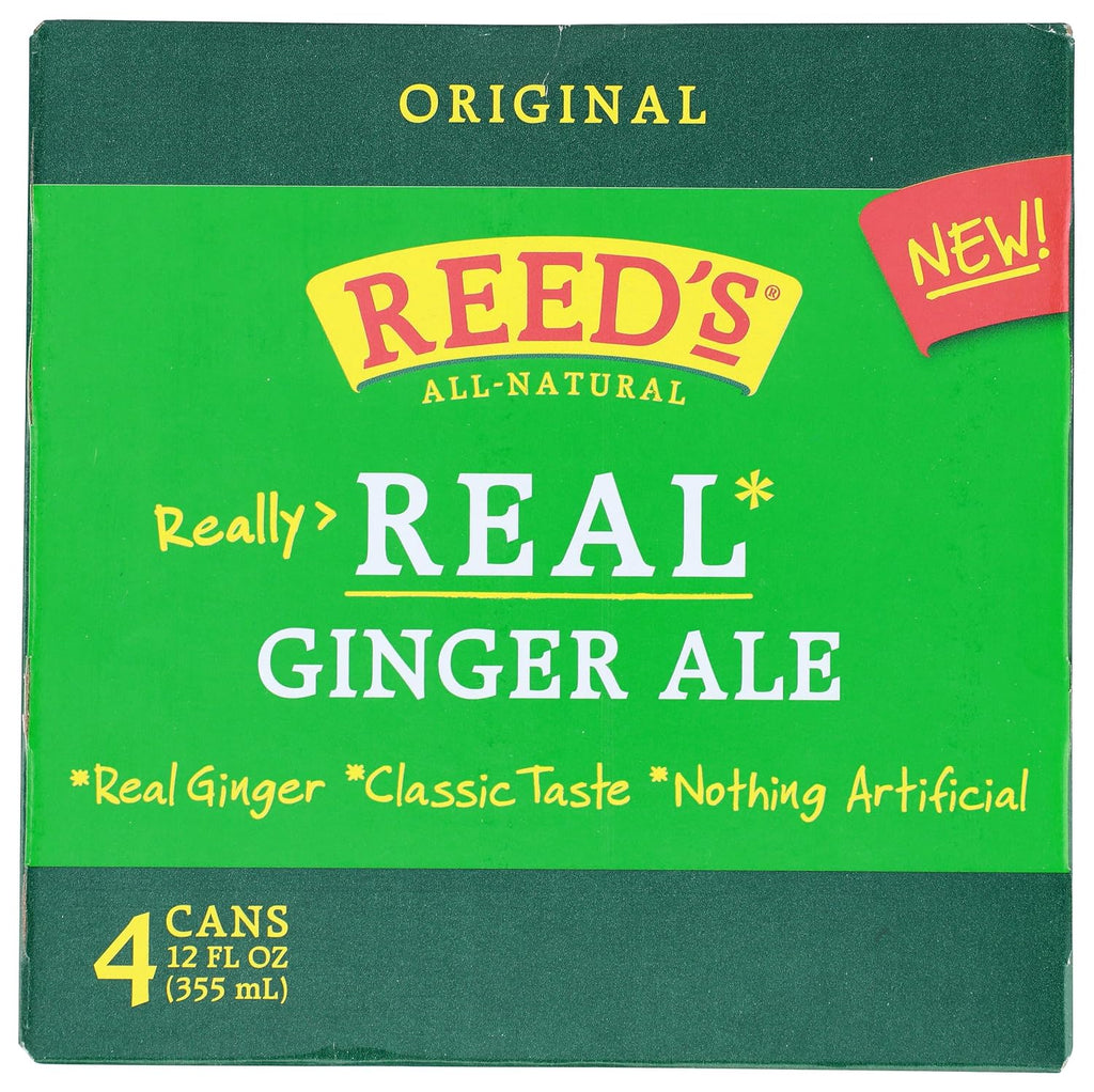 Reeds Ginger Brew, Soda Real Ginger Ale, 12 Fl Oz, 4 Pack