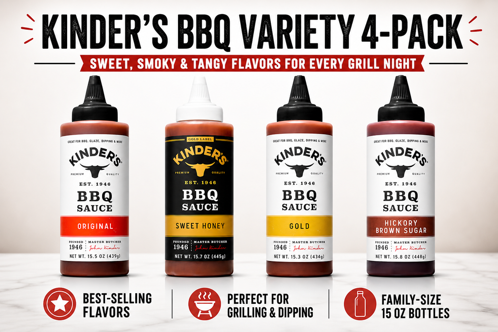 Kinder’s BBQ Sauce Variety 4‑Pack – Sweet, Smoky & Tangy In One Box ( Original, Sweet Honey, Gold, Hickory Brown Sugar)